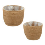Korb-Set aus Hanf, 2 Pflanzkörbe rund, braun, 20 x 20 x 13 cm, 23 x 23 x 17 cm Korb-Set aus Hanf, 2 Pflanzkörbe rund, braun, 20 x 20 x 13 cm, 23 x 23 x 17 cm