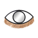 Spiegel mit Bambusrahmen und Bastfransen, Augenspiegel, schwarz, braun, 41 x 31 cm Spiegel mit Bambusrahmen und Bastfransen, Augenspiegel, schwarz, braun, 41 x 31 cm