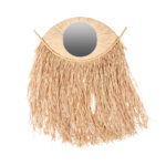 Spiegel mit Bambusrahmen und langen Bastfransen, Augenspiegel, braun, 48 x 23 – 65 cm Spiegel mit Bambusrahmen und langen Bastfransen, Augenspiegel, braun, 48 x 23 – 65 cm