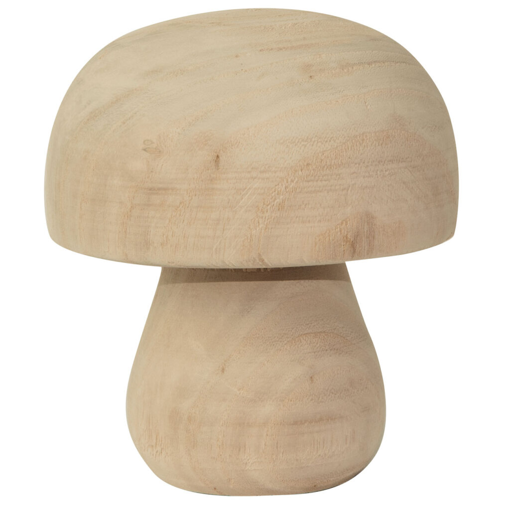 Deko Figur Pilz aus Pauwloniaholz, Holz Dekoration Pilz, braun, 12 x 14 cm