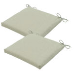 Stuhlkissen Outdoor 2er-Set Bändchen, Sitzkissen wasserabweisend, beige, je 40 x 40 cm