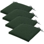 Stuhlkissen Outdoor 4er-Set Bändchen, Sitzkissen wasserabweisend, grün, je 40 x 40 cm