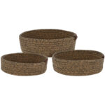 Aufbewahrungskörbe 3-er Set aus Baumwolle, rund, braun Aufbewahrungskörbe 3-er Set aus Baumwolle, rund, braun