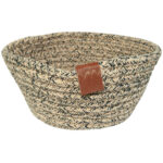 Brotkorb aus Baumwolle, Mehrzweckkorb, beige schwarz melange, Ø 18 x H 8 cm Brotkorb aus Baumwolle, Mehrzweckkorb, beige schwarz melange, Ø 18 x H 8 cm