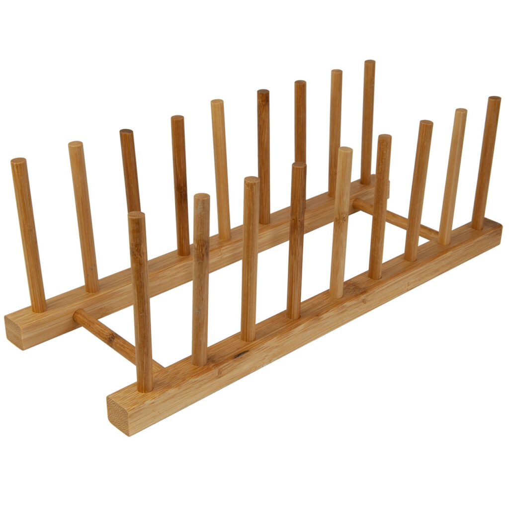 Tellerhalter aus Bambus für 8 Teller, Abtropfgestell aus Naturmaterial