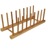 Tellerhalter aus Bambus für 8 Teller, Abtropfgestell aus Naturmaterial