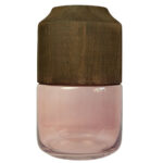 Vase aus Glas und Blauglockenbaum-Holz, edle Blumenvase, transparent, braun, 17 x 28 cm Vase aus Glas und Blauglockenbaum-Holz, edle Blumenvase, transparent, braun, 17 x 28 cm