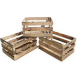 Holzkisten 3er-Set, Deko-Harassen in geflammter Optik Holzkisten 3er-Set, Deko-Harassen in geflammter Optik