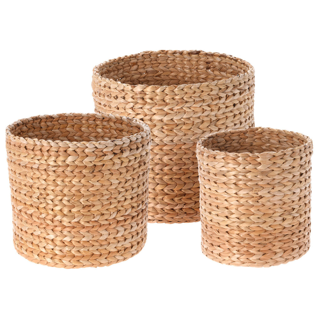 Ordnungskörbe rund aus Bananenblättern, 3er-Set, Aufbewahrungskörbe