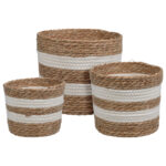 Aufbewahrungskörbe 3er Set, Organizer, Strohkörbe rund geflochten