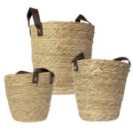 Aufbewahrungskörbe aus Seegras mit Henkel, 3er Set, Organizer, rund Aufbewahrungskörbe aus Seegras mit Henkel, 3er Set, Organizer, rund