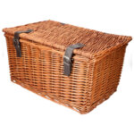 Velokorb aus Wicker und Leder, Vintage Fahrradkorb für den Gepäckträger oder Lenker Velokorb aus Wicker und Leder, Vintage Fahrradkorb für den Gepäckträger oder Lenker