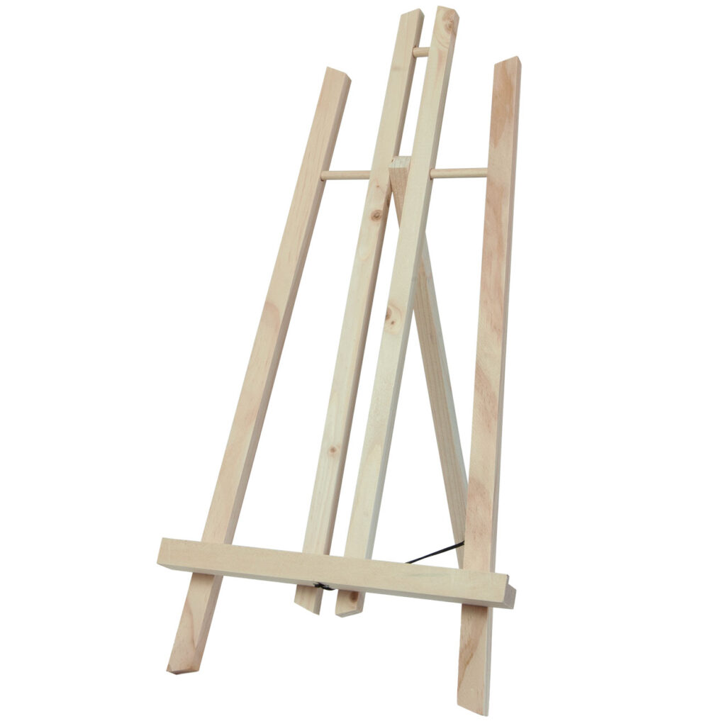 Tischstaffelei aus FSC-zertifiziertem Kiefernholz, Staffelei klappbar, 24 x 3,5 x 50 cm