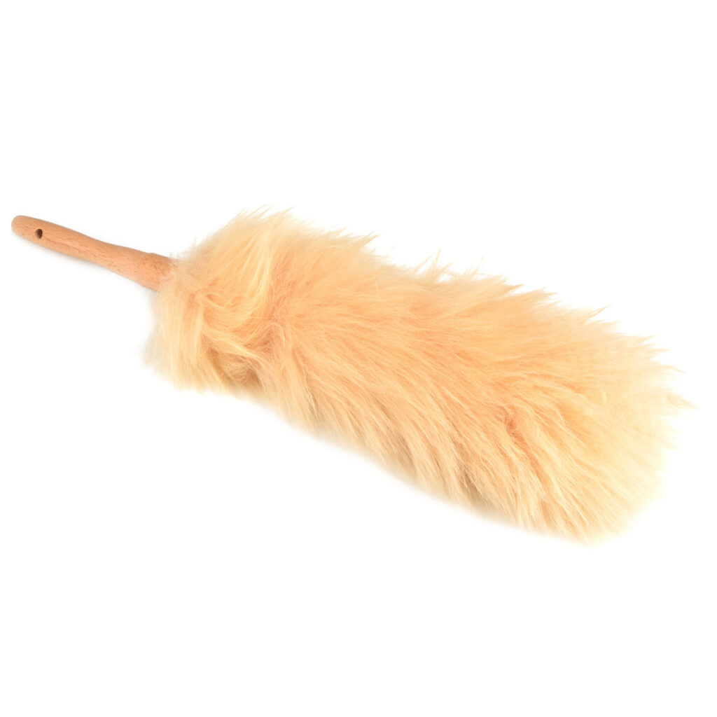 Staubwedel aus Holz und Wolle, Möbelbürste zur Entfernung von Staub, Länge 52 cm