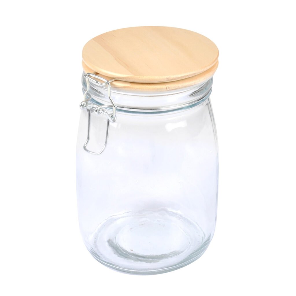 Vorratsglas mit Bügelverschluss, Glasdose mit Bambus-Deckel, 0,7 l