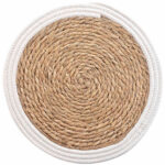 Tischset aus Stroh-Geflecht, Platzdeckchen mit Baumwolle, braun, weiss, Ø 38 Tischset aus Stroh-Geflecht, Platzdeckchen mit Baumwolle, braun, weiss, Ø 38