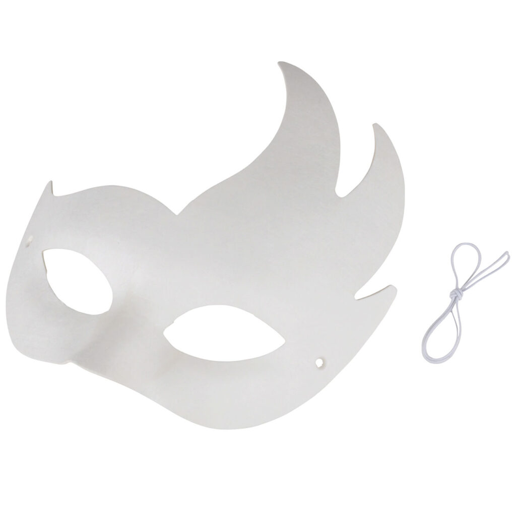 Venezianische-Maske weiss, Dekorationsmaske mit Band, 16 x 21 cm