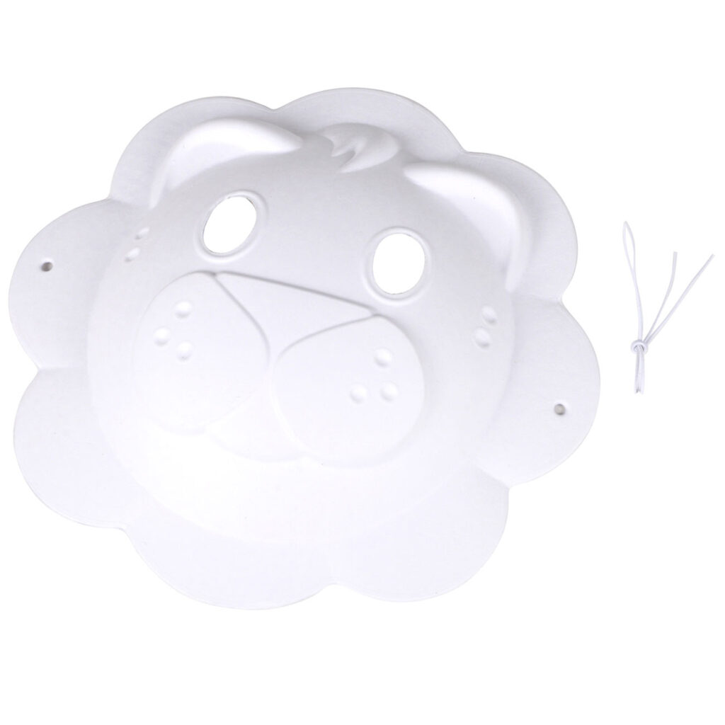 Löwen-Maske weiss, Dekorationsmaske mit Band, 23 x 22 cm