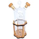 2in1 Essig- und Ölspender aus Glas und Olivenholz 2in1 Essig- und Ölspender aus Glas und Olivenholz