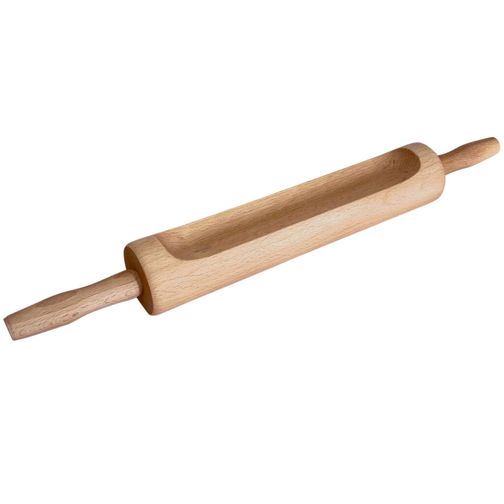 Servierschale in Nudelholzform, Buche, Wellholz, Braun, 50 x 10 cm