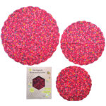 Bienenwachstücher , 3 Stück, runde Form, rote Blumen Design