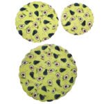 Bienenwachstücher, 3 Stück, runde Form, Avocado-Design