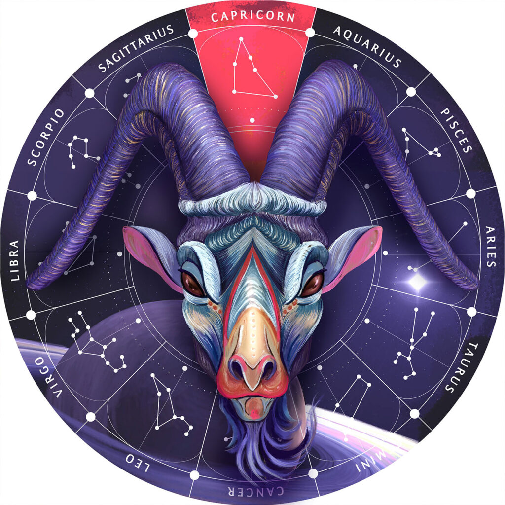 Sternzeichen Holz Puzzle Steinbock, 180 Teile, Horoskop Ø 24 cm