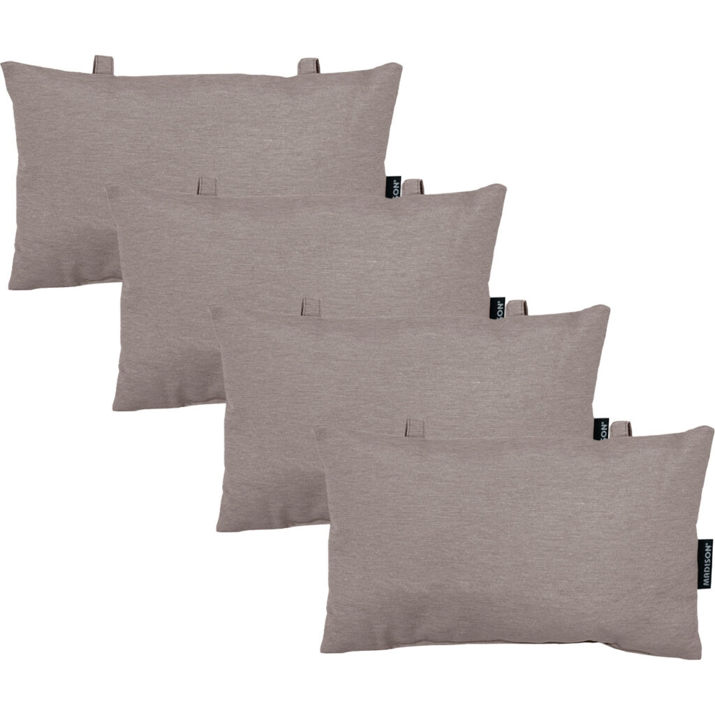 4er-Set Kopfkissen für Garten- und Liegestühle, ca. 24 x 40cm, taupe