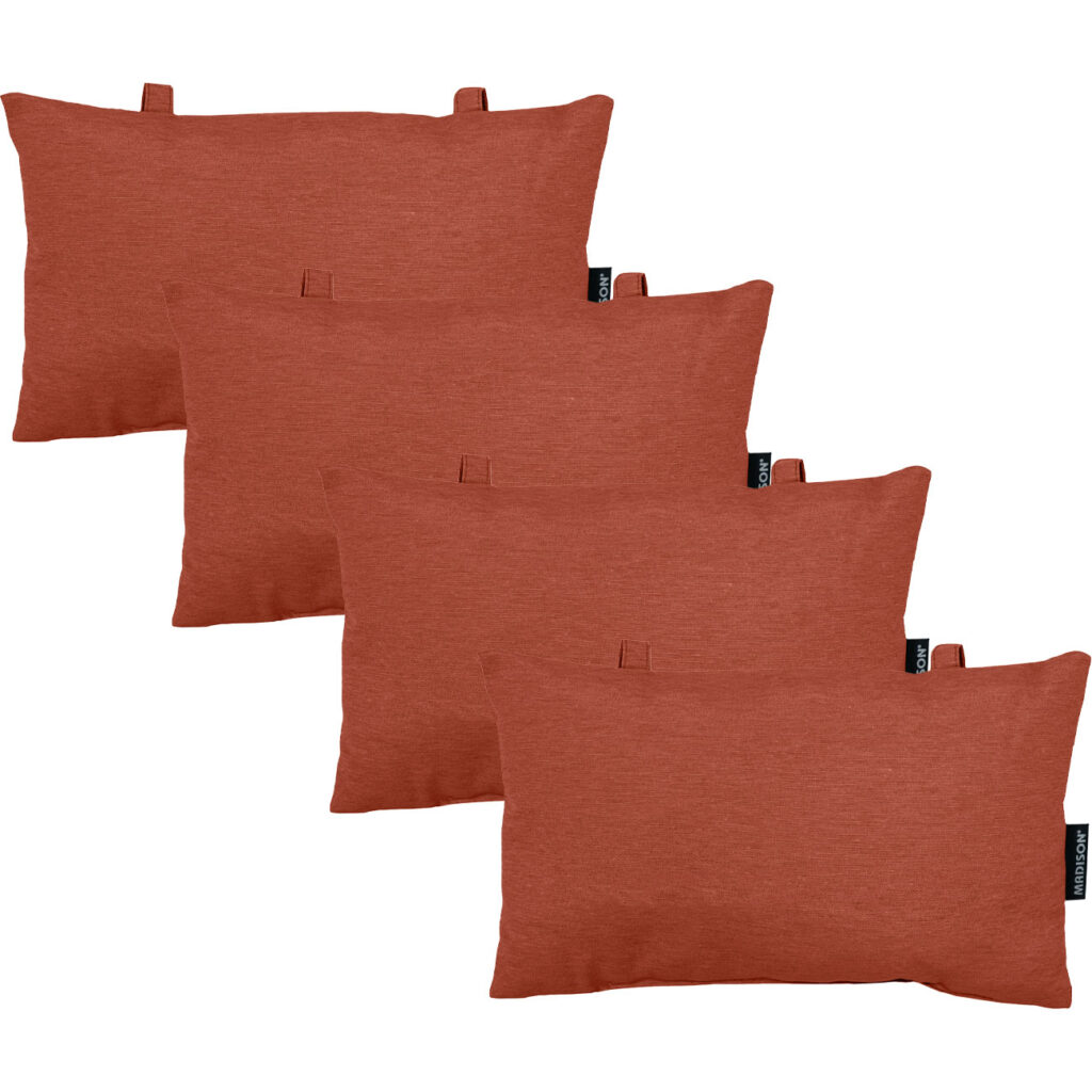 4er-Set Kopfkissen für Garten- und Liegestühle, ca. 24 x 40cm, terra