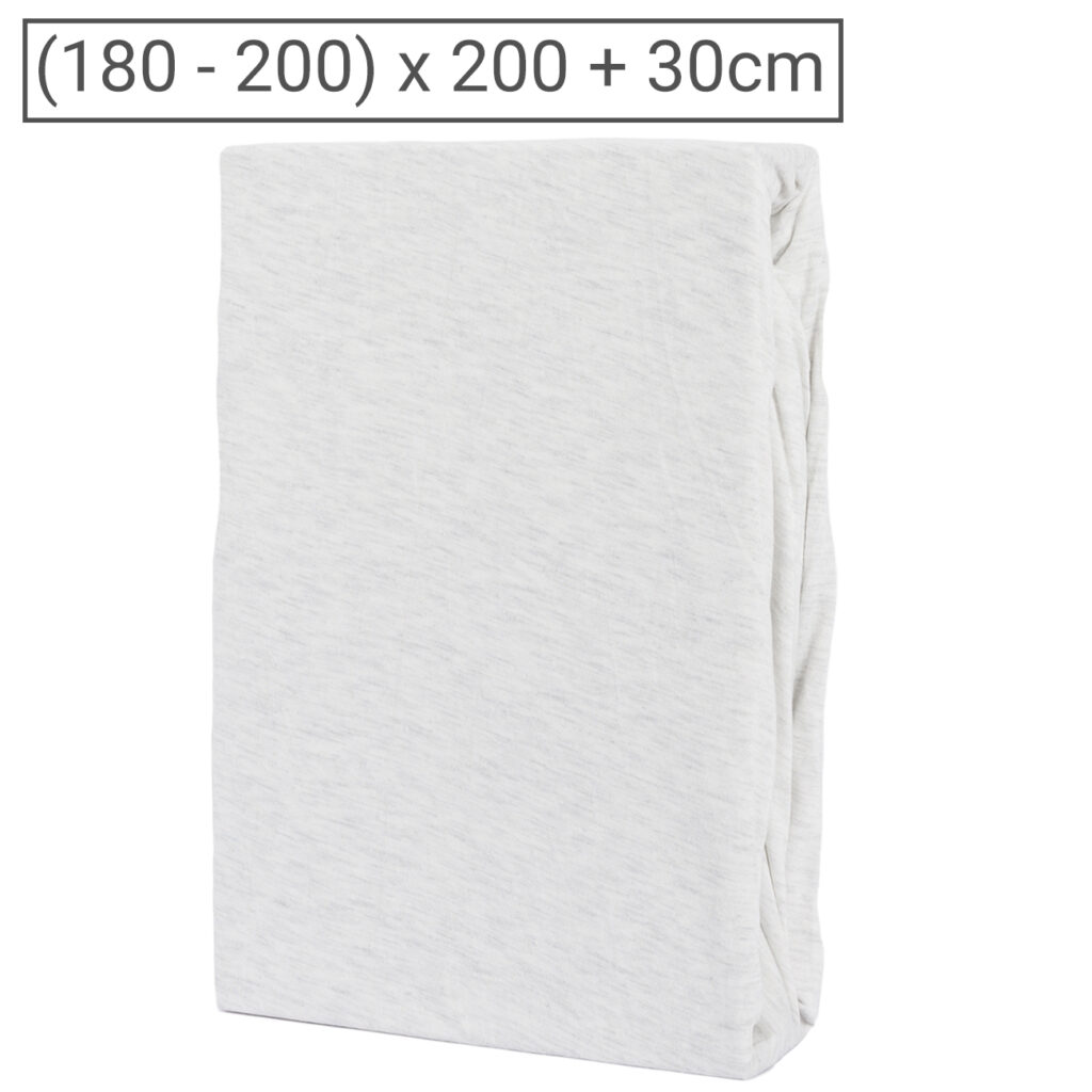 Premium Jersey Melange Fixleintuch, 100% Baumwolle, silber, 180-200 x 200 + 30 cm