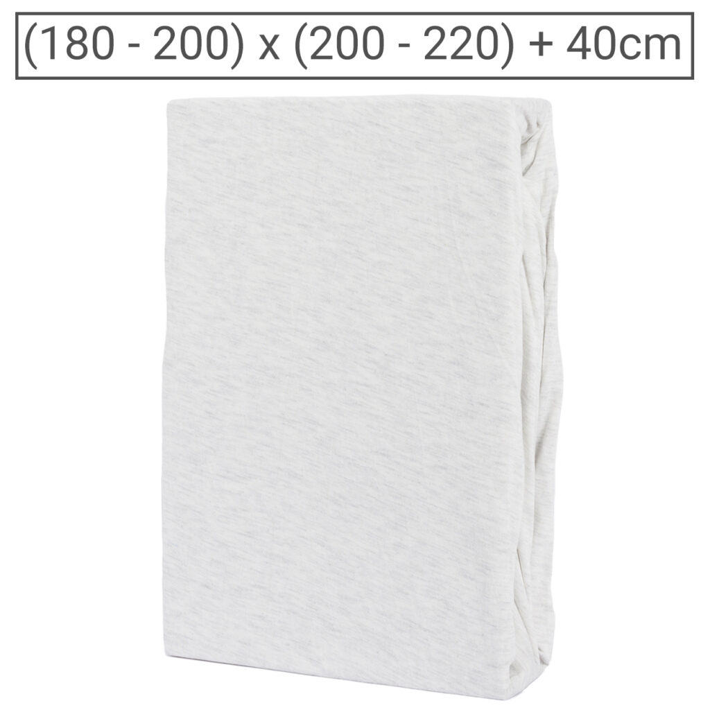 Premium Jersey Melange Fixleintuch, 100% Baumwolle, silber, 180-200 x 200-220 + 40 cm