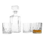 Whisky-Karaffe aus Glas, mit Deckel und 4 Gläsern, 900 ml, 23 x 9 x 9 cm Whisky-Karaffe aus Glas, mit Deckel und 4 Gläsern, 900 ml, 23 x 9 x 9 cm