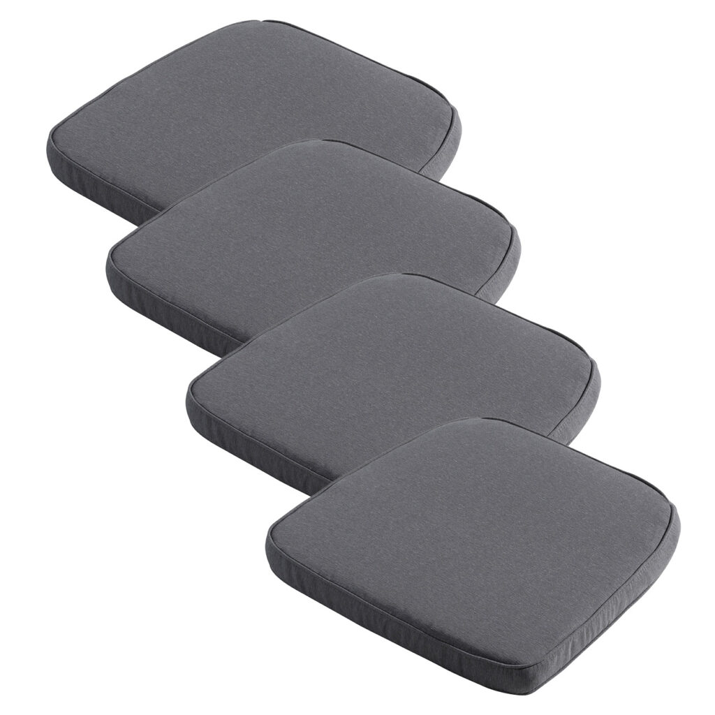 Stuhlkissen Outdoor 4er-Set, bequeme und komfortable Sitzkissen, dunkelgrau, 48 x 48 cm