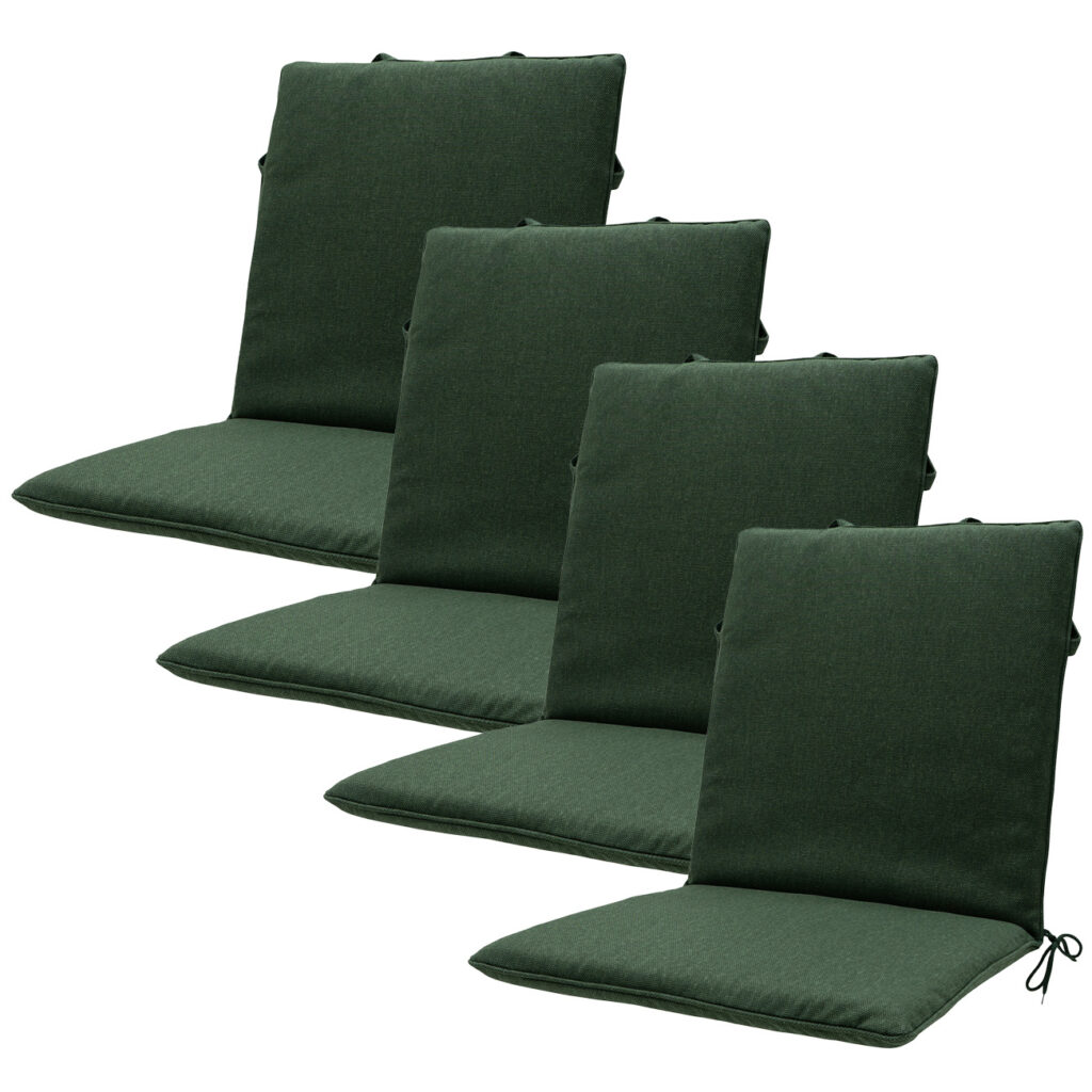 Niederlehner-Auflage 4er-Set, weiche und komfortable Gartestuhlkissen, grün, 97 x 49 cm