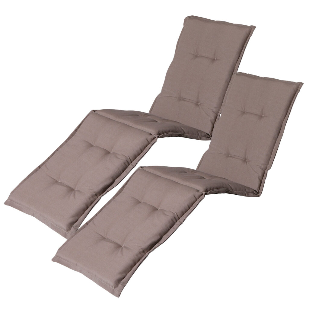 Liegen-Auflage 2er-Set, weiche und komfortable Polsterauflage, taupe, je 200 x 65 cm