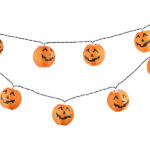 Solar-Lichterkette mit 10 LED-Lampions im Halloween-Kürbis-Look, IP44
