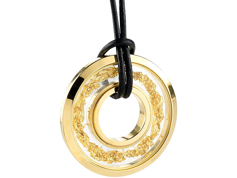 Damen-Halskette Kreole vergoldet gefüllt mit Feingold Splittern