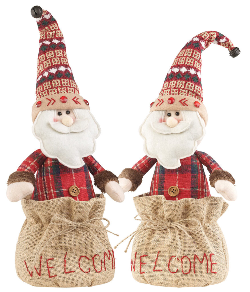 2er-Set Weihnachtsmann-Türstopper „Welcome“, Sandfüllung, 1,1 kg
