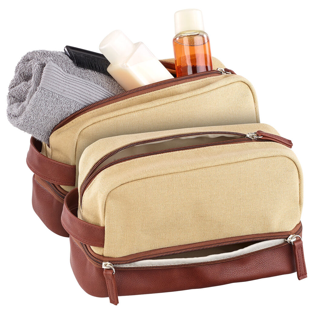 2er-Set geräumige Canvas-Kulturbeutel mit 2 getrennten Fächern