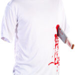 Halloween T-Shirt „Machete in der Brust“, Gr. M