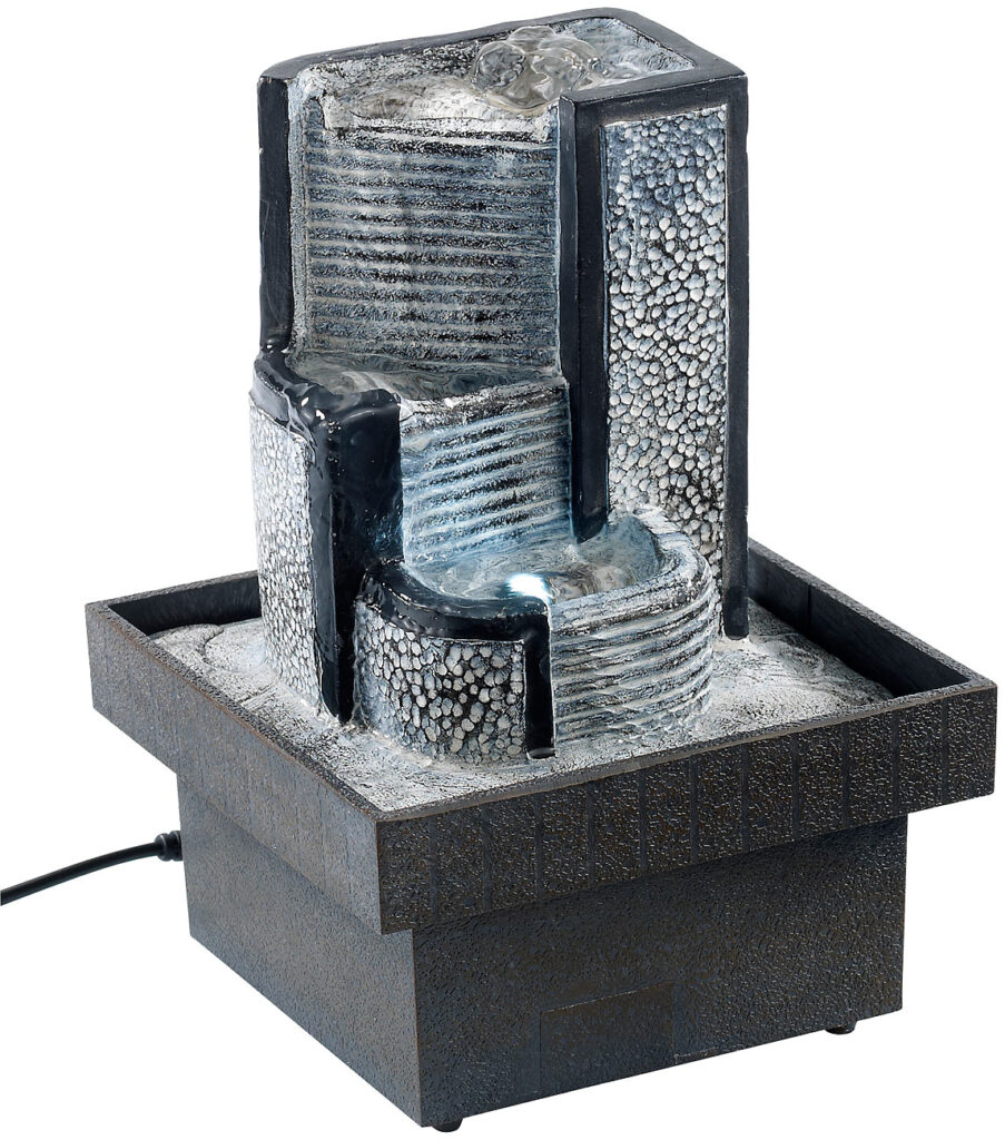 Zimmerbrunnen „Himmelstreppe“ mit Pumpe und LED, ca. 18 cm