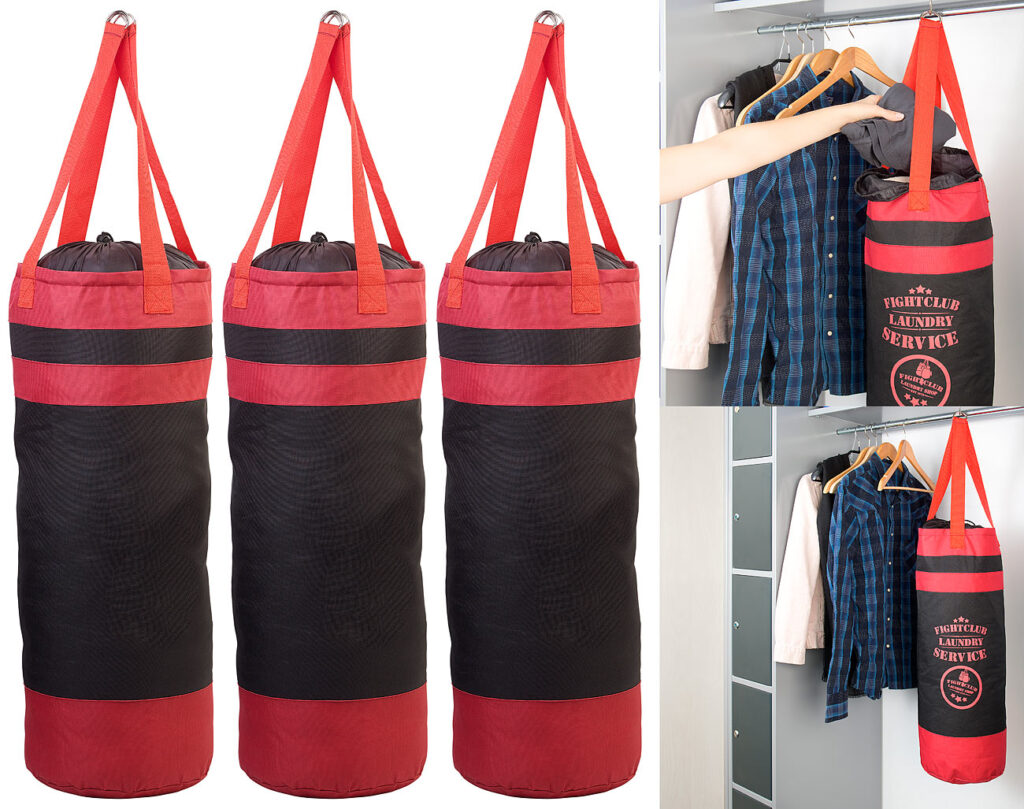 3er-Set Wäsche-Boxsäcke „Rocky“ mit Kordelzug und Aufhänge-Ösen