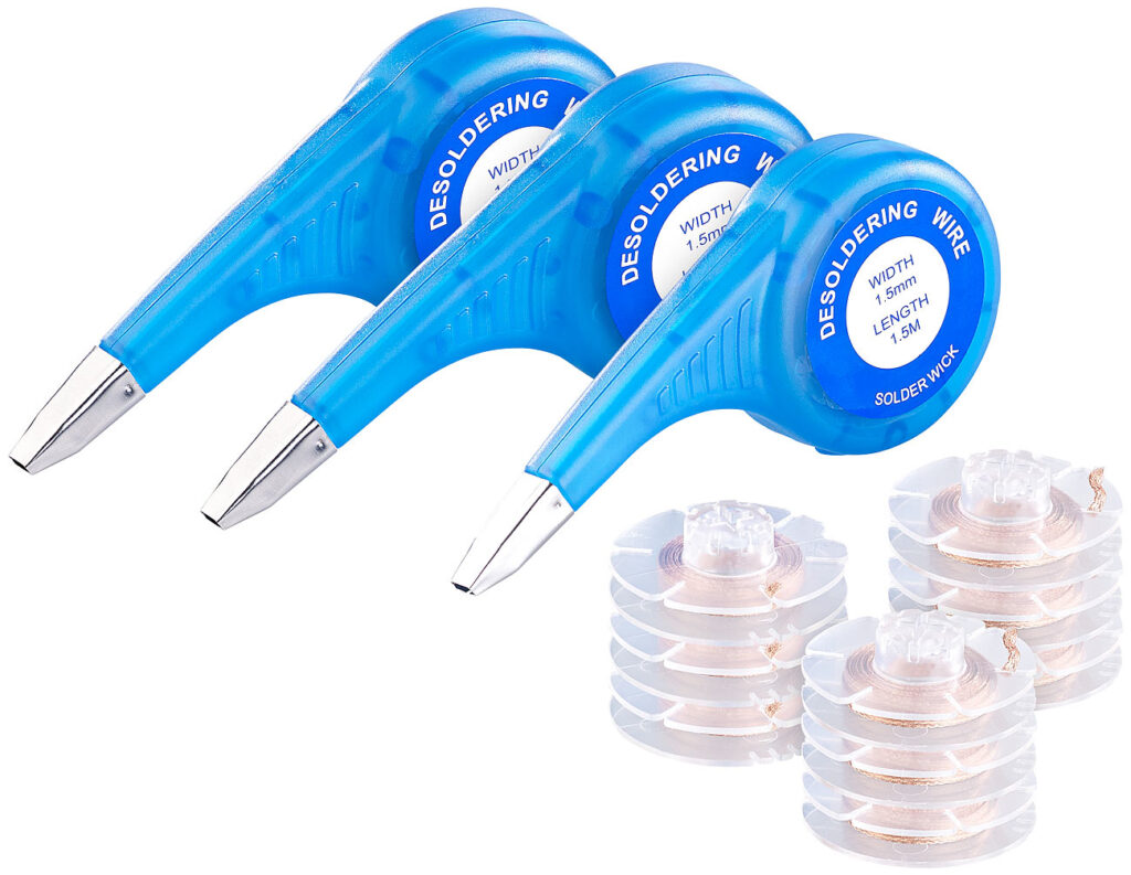 9er-Set Entlötlitzen mit 3 Spendern, beschichtet, je 1,5mm x 1,5 m