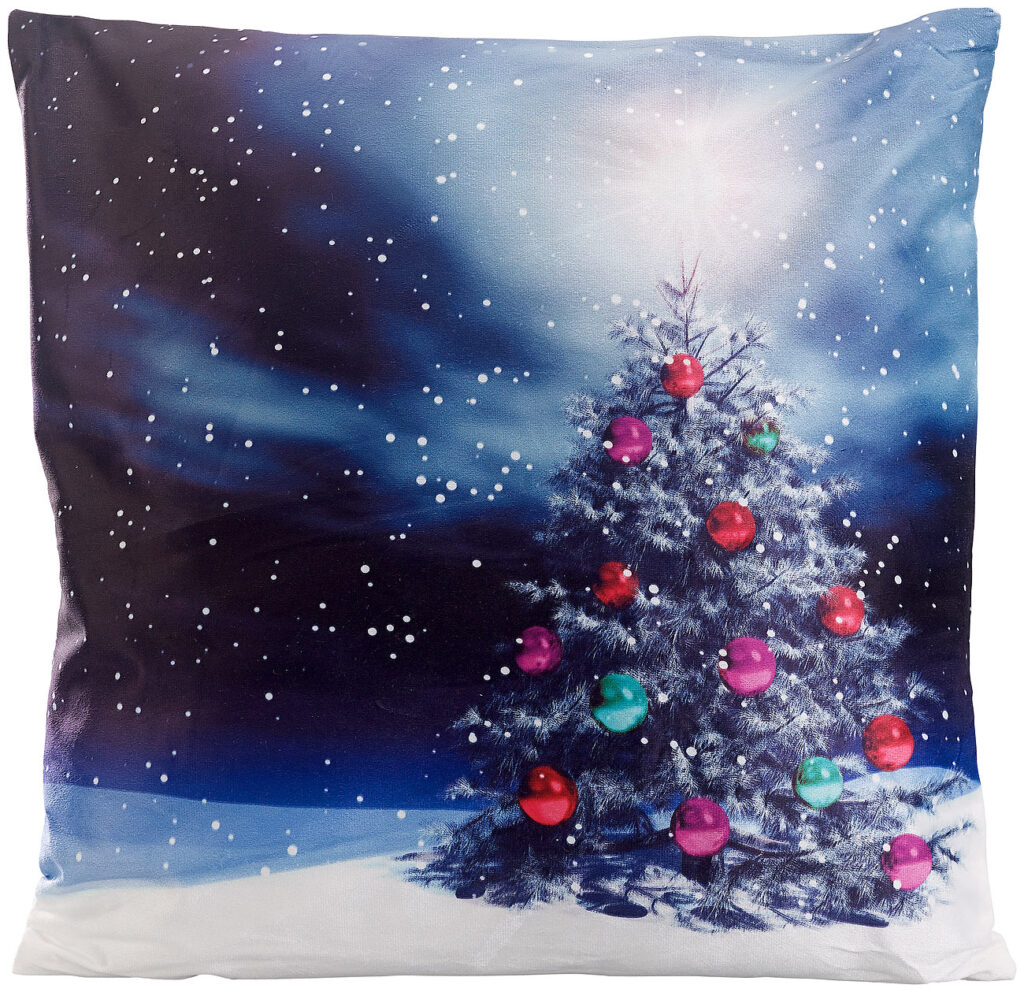 Deko-Weihnachtskissen „Tannenbaum“ mit LEDs, Batteriebetrieb, 45 x 45 cm