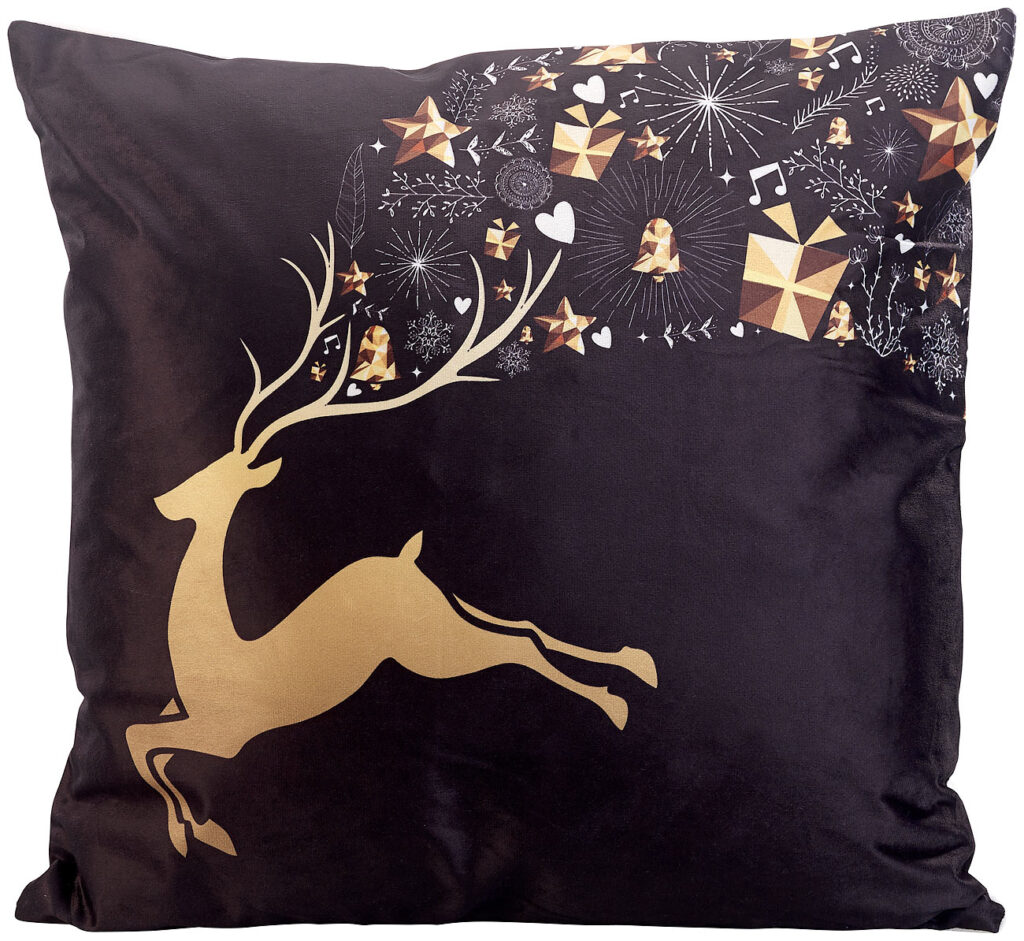 Deko-Weihnachtskissen „Rentier“ mit LEDs, Batteriebetrieb, 45 x 45 cm
