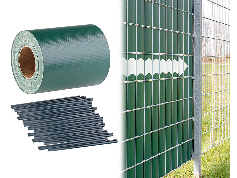 Sichtschutz-Folie für Stabmattenzäune, 28 Klemmstreifen, 35m x 19 cm
