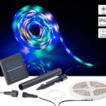 Solar-LED-Streifen, 90 LEDs in Pink, Grün & Blau, 3 m, wetterfest IP65