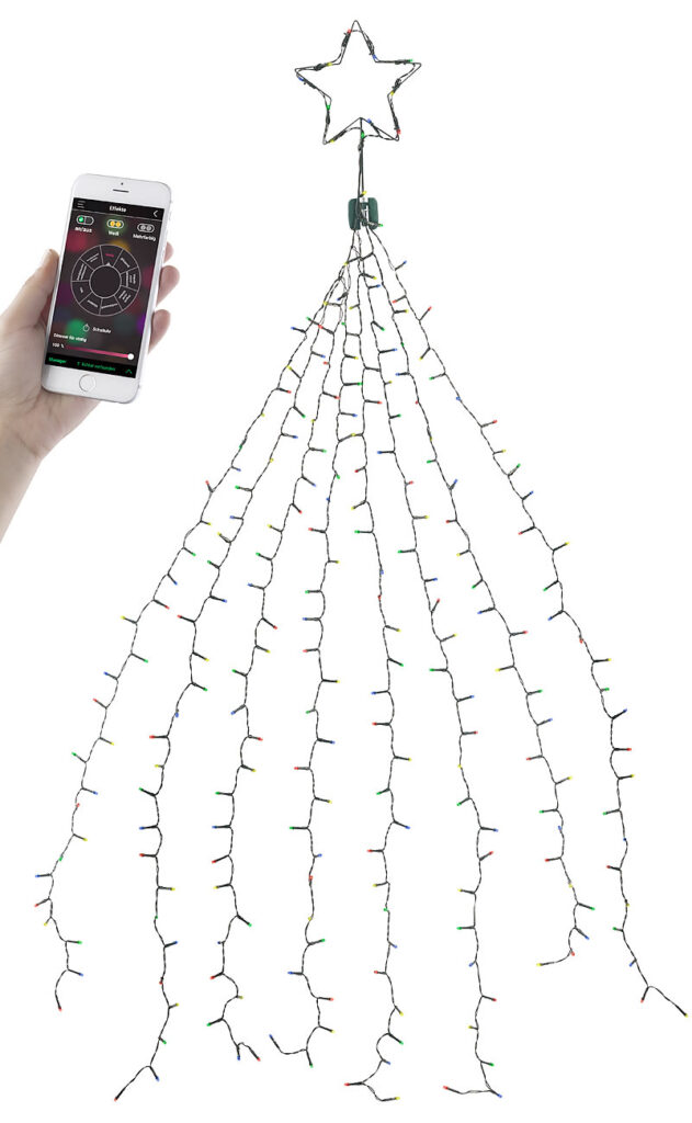 Christbaum-Überwurf-Lichterkette, 320 RGBW-LEDs, Bluetooth & App, IP44