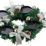 Adventskranz mit silberfarbenem Schmuck, Ø 30 cm