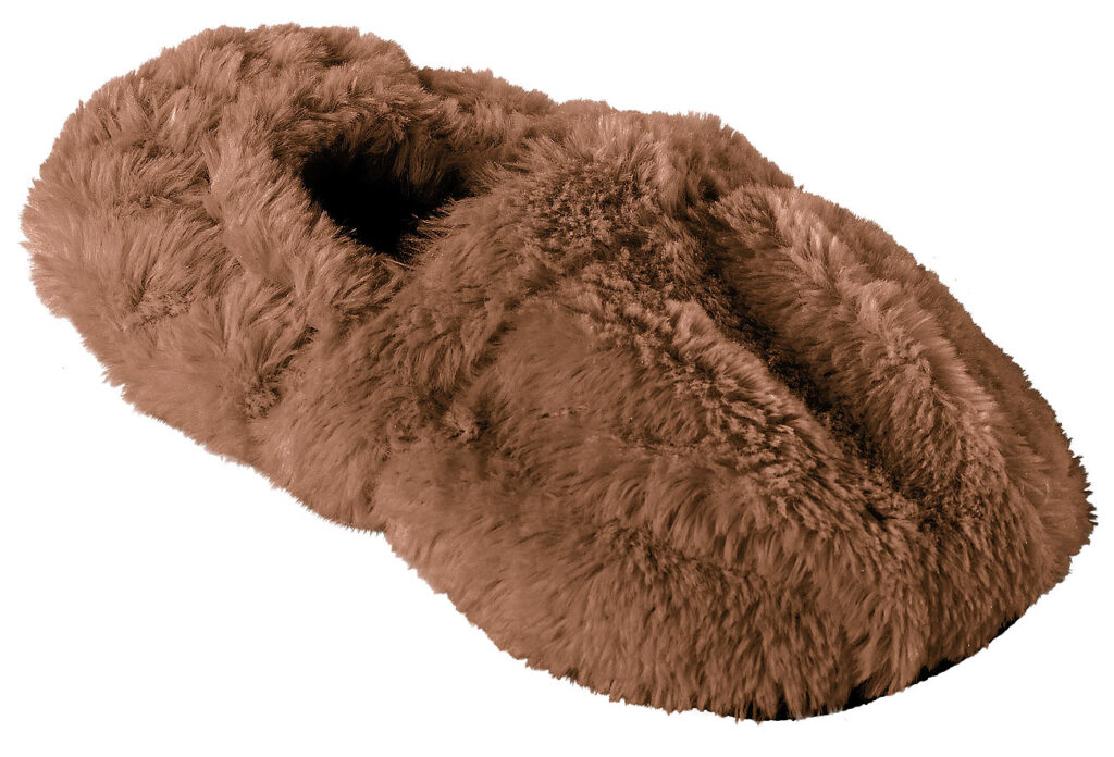 Aufwärmbare Flausch-Pantoffeln mit Traubenkern-Füllung, Grösse 36 – 38